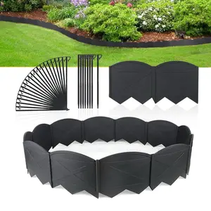Plastic Garden Landscape Edging Borders - 20ft Edging with 20 Black Anchoring Stakes, Decor Accessories