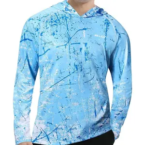 Men's UPF 50+ Sun Protection Hoodie Shirt Long Sleeve SPF Fishing Outdoor UV Hiking Lightweight Shirts, Moisture Wicking & Quick Dry