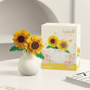 Mini Building Blocks Flowers DIY Green Plant Flower Bouquet Potted Model Home Decoration Assembly Toy Gift Simple Home Decoration, Living Room Decoration, Building Blocks Toys, Best for Christmas