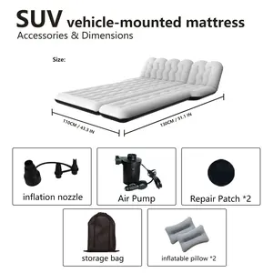 SUV Car Camping Air Mattress – Inflatable Bed with Electric Pump & Pillows, Portable & Durable for Road Trips