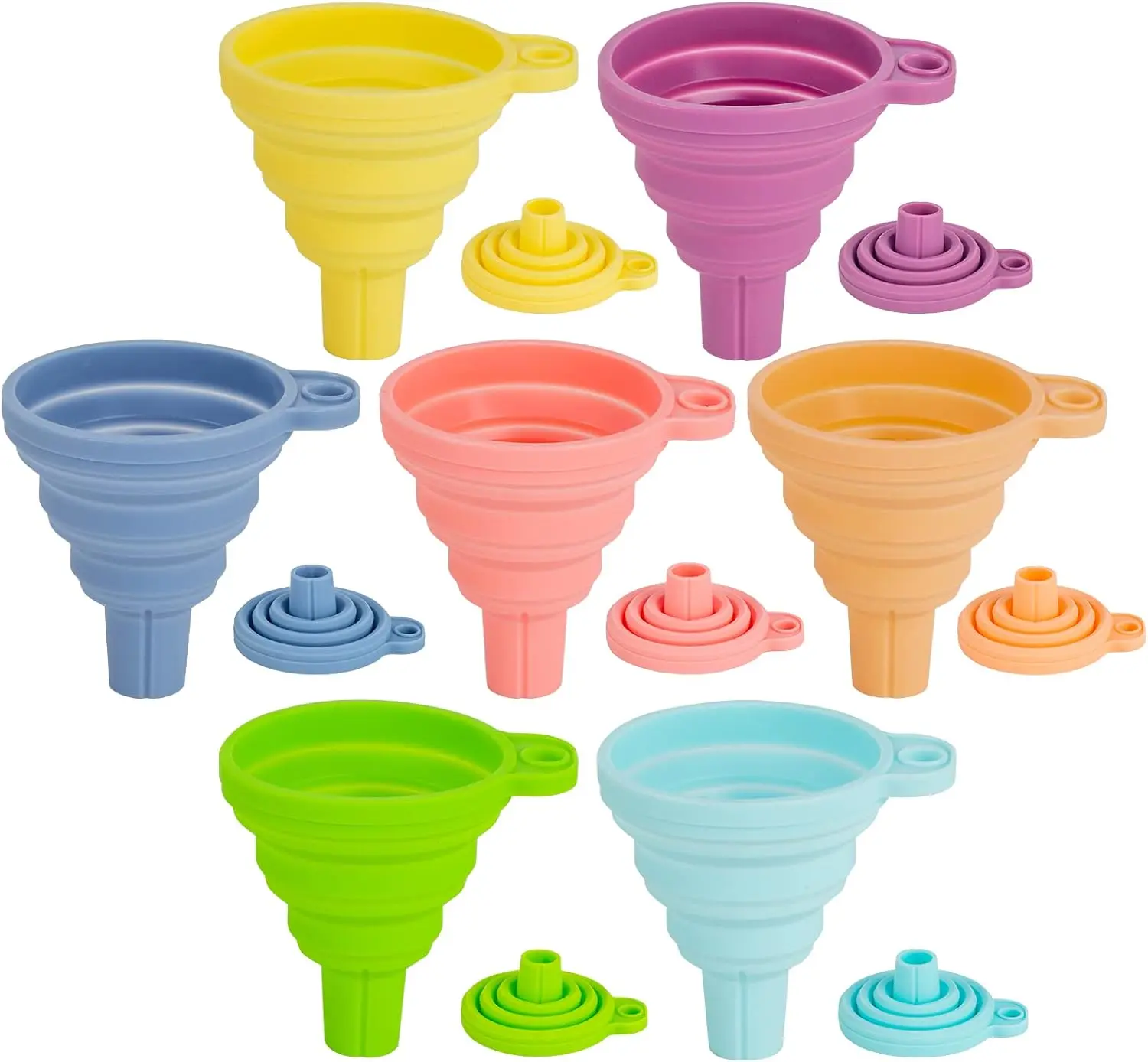 Collapsible Silicone Flexible Oil Funnel - Reusable Flexfunnels for Household Kitchen Cooking, Bottle Filling, Oil Transfer - Multicolor Kitchen Gadgets Accessories