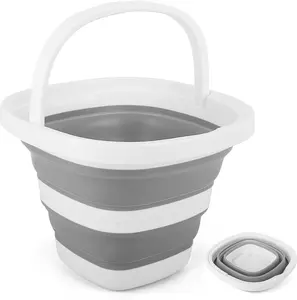 Collapsible Bucket 5L, Foldable Mop Bucket Car Wash Buckets with Handle for Cleaning Supplies, Portable Sink Wash Basin Storage Bin Ice Tub for Fishing Beach Outdoor Camping Kitchen RV Accessories