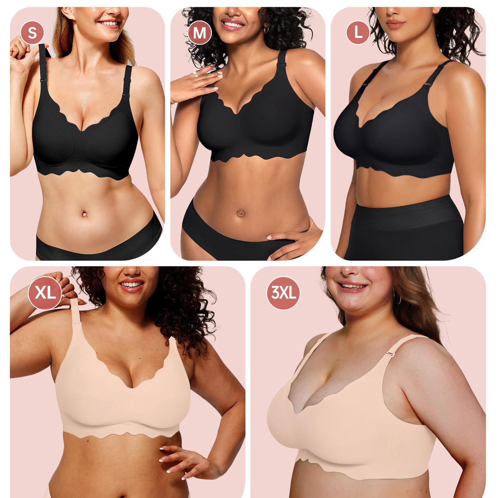 OEAK Jelly Bras for Women No Underwire Scalloped Push Up Wireless Bralettes Seamless Soft Comfort Everyday Tshirt Bra