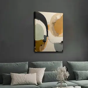 Wooden Frame, 1 Piece Canvas Wall Art - Abstract Clay and Green Beige Modern Scandinavian Style Print, Vertical Indoor/Outdoor Decoration, Suitable for Living Room, Bedroom, Kitchen, Bathroom Multi-Functional Room| Geometric Artwork| Earth Tones Art, Larg