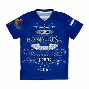 Honduras Sangre Hondureña Soccer Jersey with National Shield Blue and White Design for Fans Slim Fitting Team Support
