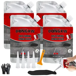 Crack Filler, 4Packs High Elasticity Driveway Crack Filler, Concrete Crack Sealant for Driveway Waterproof Cement Caulking(Black, 4.41LB)