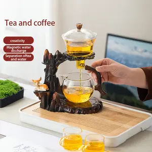 Creative Glass Tea Set, 1 Set Including Tea Pot & Tea Cups & Tea Tray & Tea Jar, Tea Making Tool for Home Office Use, Home Supplies, Matcha Tea Set