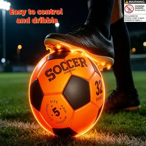 Glow-In-The-Dark Soccer Ball, Ball with Lights, Light-Up Football Toy, Light Up Balls for Indoor Outdoor Night Activities, Perfect Gift for Kids Aged 3+, Includes Pump