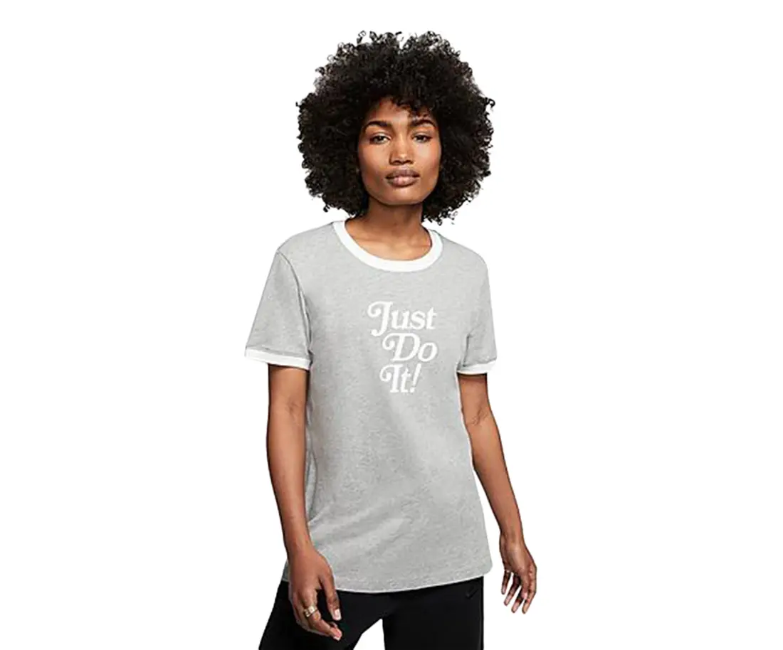 Nike Women's Just Do It Ringer Short-Sleeve Round-Neck T-Shirt, Activewear Top