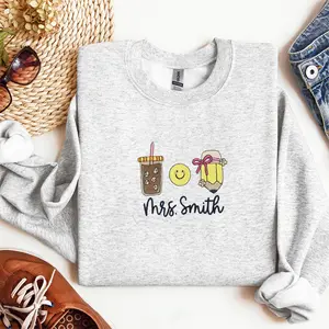 Custom Embroidered Teacher Icon Sweatshirt | Personalized Teacher Crewneck | Teacher Sweatshirt | Teacher Appreciation Gift | Cute Teacher Pullover