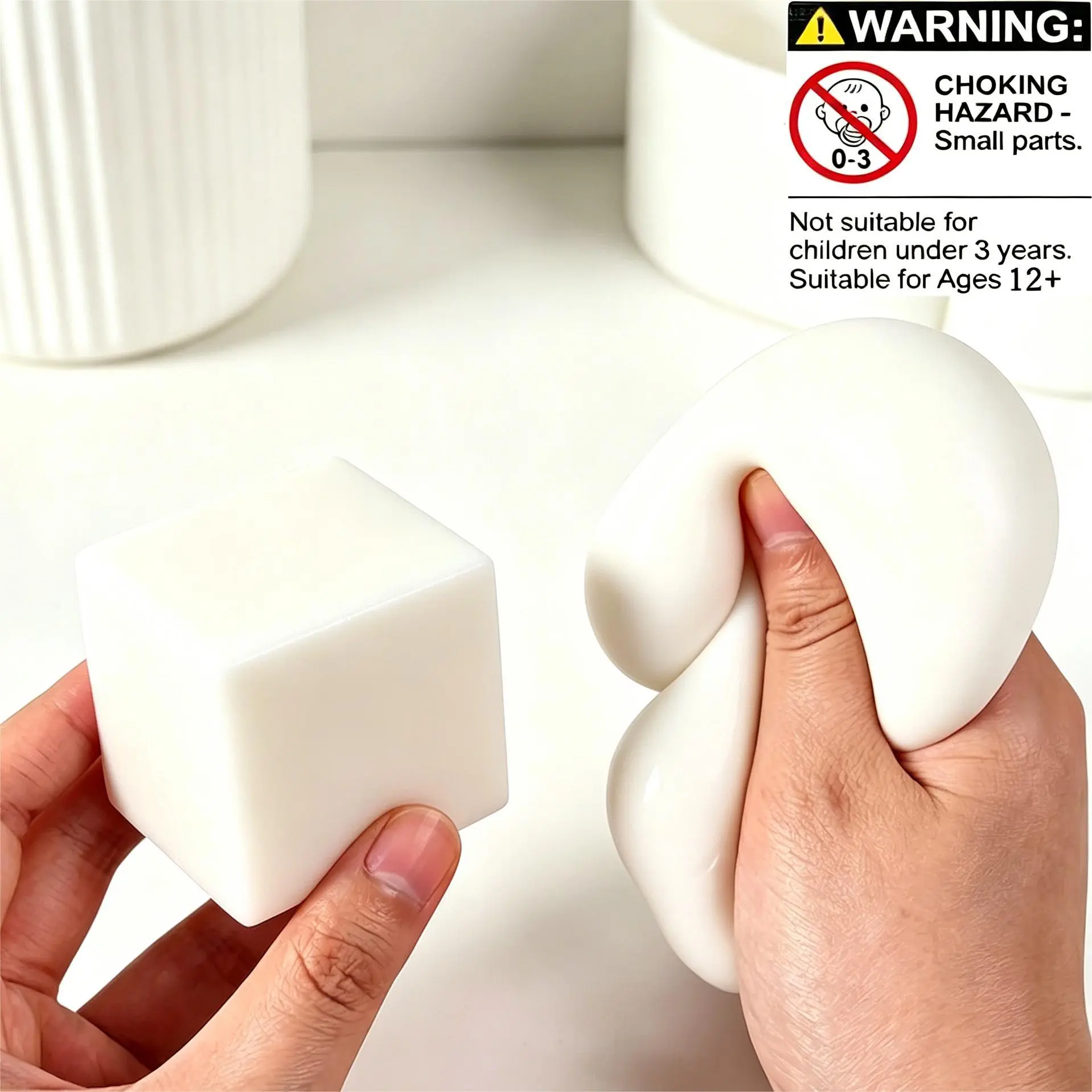 1PC Tofu Squishy Toy, White Cube with Silky Smooth Texture, Squeezable Stress Relief Toy for Anxiety Relief, DIY Hobby Supplies