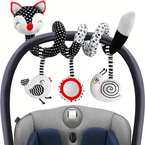 Plush Spiral Rattle Maracas Sensory Activity Toy for Strollers & Car Seats, Infant Christmas Thanksgiving Gift, Educational Soft Cloth Fox Ornament