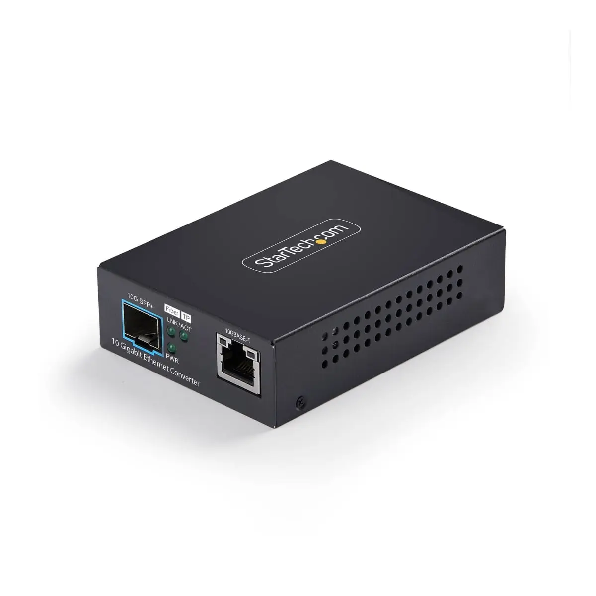 Startech MCM10GSFP2 10GbE SFP Plus Fiber Media Converter - Black, Wall Mountable, 0.88 lbs, 100-240 AC, 2.8"x3.7"x1", Fiber Conversion Support, Plug-and-Play, RJ-45 Ports, Does Not Support PoE