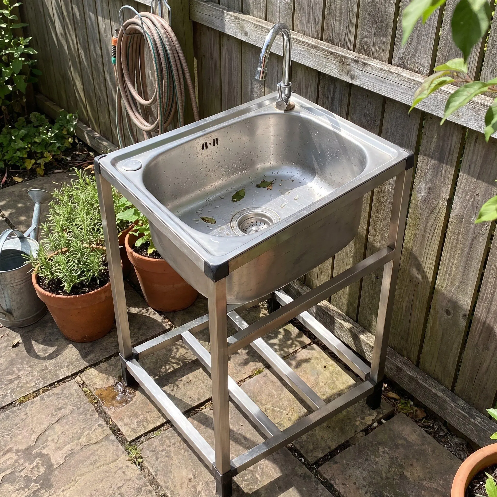 Black Nano 304 Stainless Steel Metal Kitchen Single Sink - Adjustable Piano Keys Control, Side Fast Drainage, High Pressure Cup Washer, 3 Modes Pull Out Rainfall Faucet, Multifunctional Farmhouse Garden Outdoor Utility Washing Basin