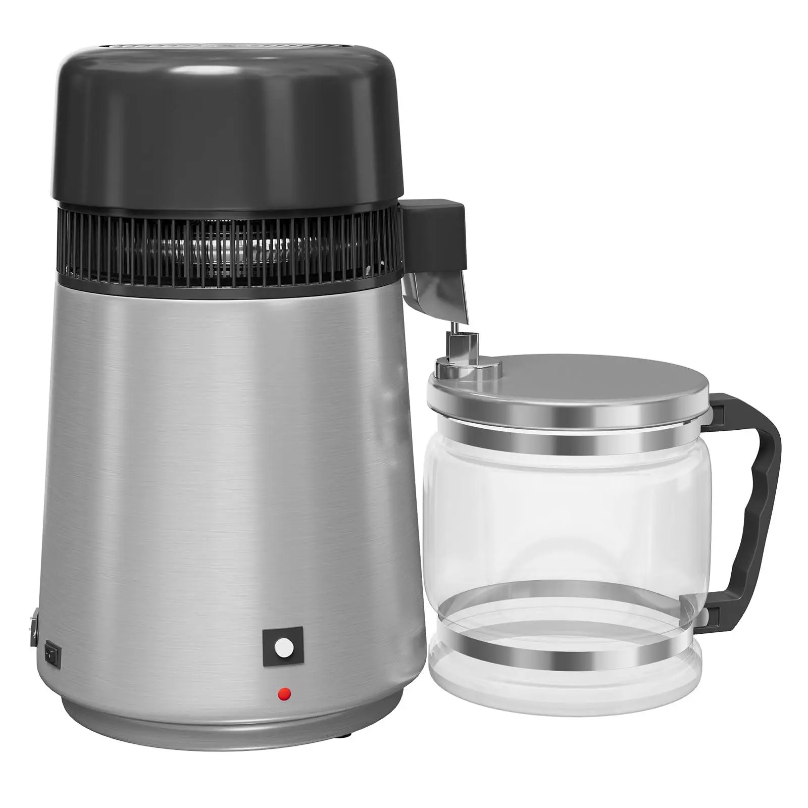1.1Gal Capacity Stainless Steel Home Countertop Water Distiller, 4L Plug-in Power Desktop Purifier with Glass Container, 750W Machine for Drinking, CPAP Use