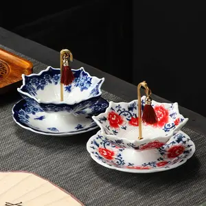 1 Piece Porcelain Tea Filter Ceramic Tea Strainer for Coffee and Tea, Tea Infuser for Gongfu Tea Set, Heat Resistant Tea Diffuser as Kitchen Accessories for Loose Leaf Tea Brewing