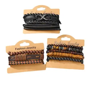 New 12 Piece Set of Coconut Shell Wood Bead Elastic String Unisex Bracelets Multicolor Anniversary Gift