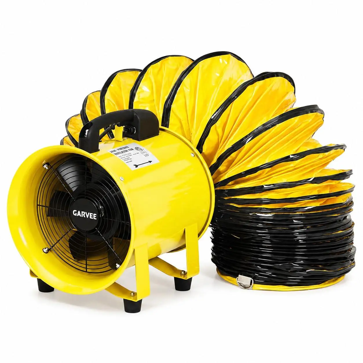 Garvee 8'' Air Mover Blower Fan, 3500 RPM 1100 CFM with 32.8ft Flexible Duct, Industrial Portable Ventilator Blower/Exhaust for Basements, Workshops, Warehouses