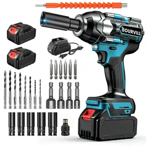 【DealsForYouDays】3 in 1 Cordless Impact Wrench 750N.m  1/2 Impact Gun High Torque Electric Impact Driver Cordless Impact Wrench with 21V 2 x3.0Ah Battery ,LED Light,5 Sockets,8 Drills,6 Screws & Case for HomeCar Tire Lug Nut fathe