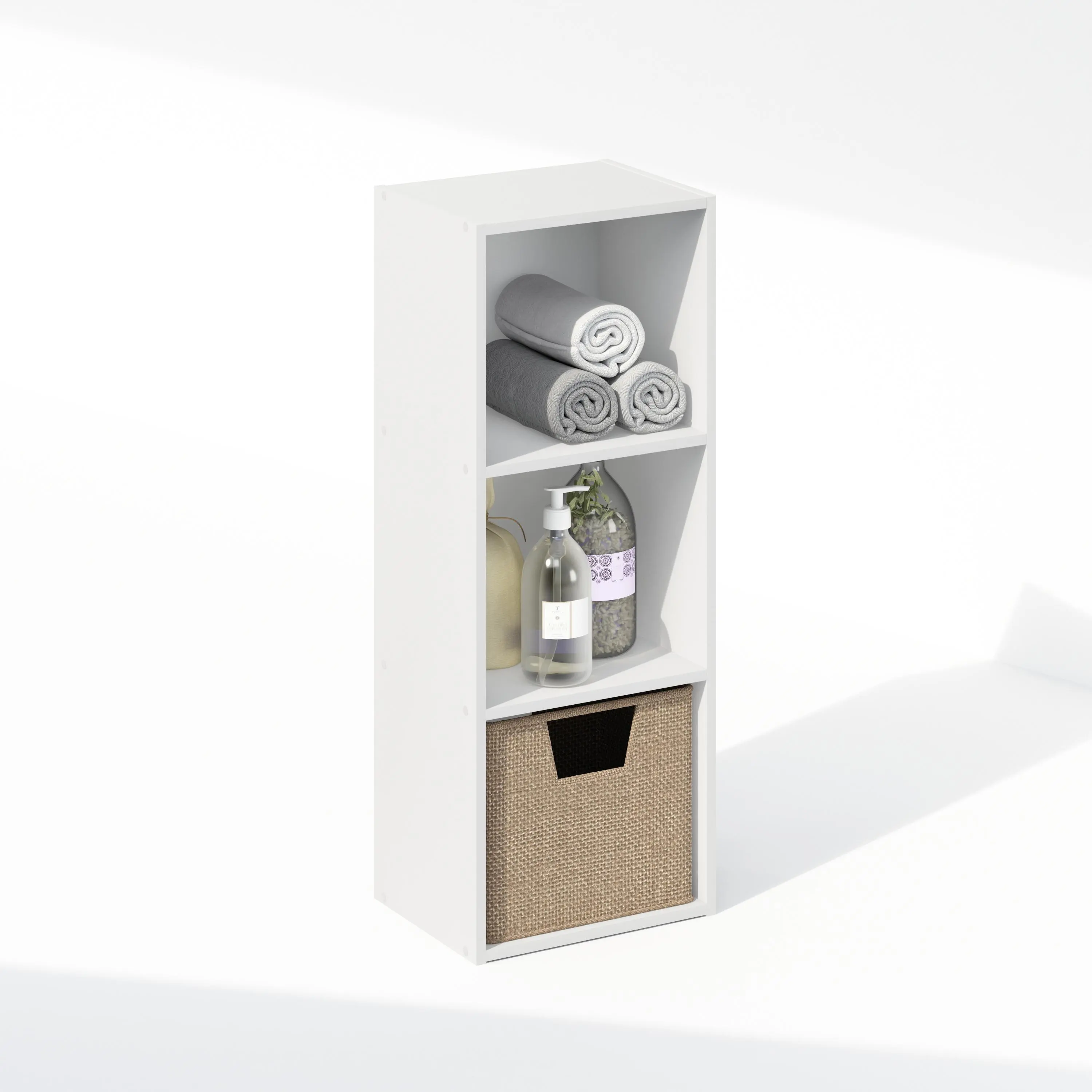 REED Closet Organizers and Storage, 3-Tier Closet Organizer, Open Shelf Closet Storage, for Wardrobe, Bedroom, Living Room, White, Space-Saving Closet Storage for Bedroom, Apartment, Dorm and Small Spaces