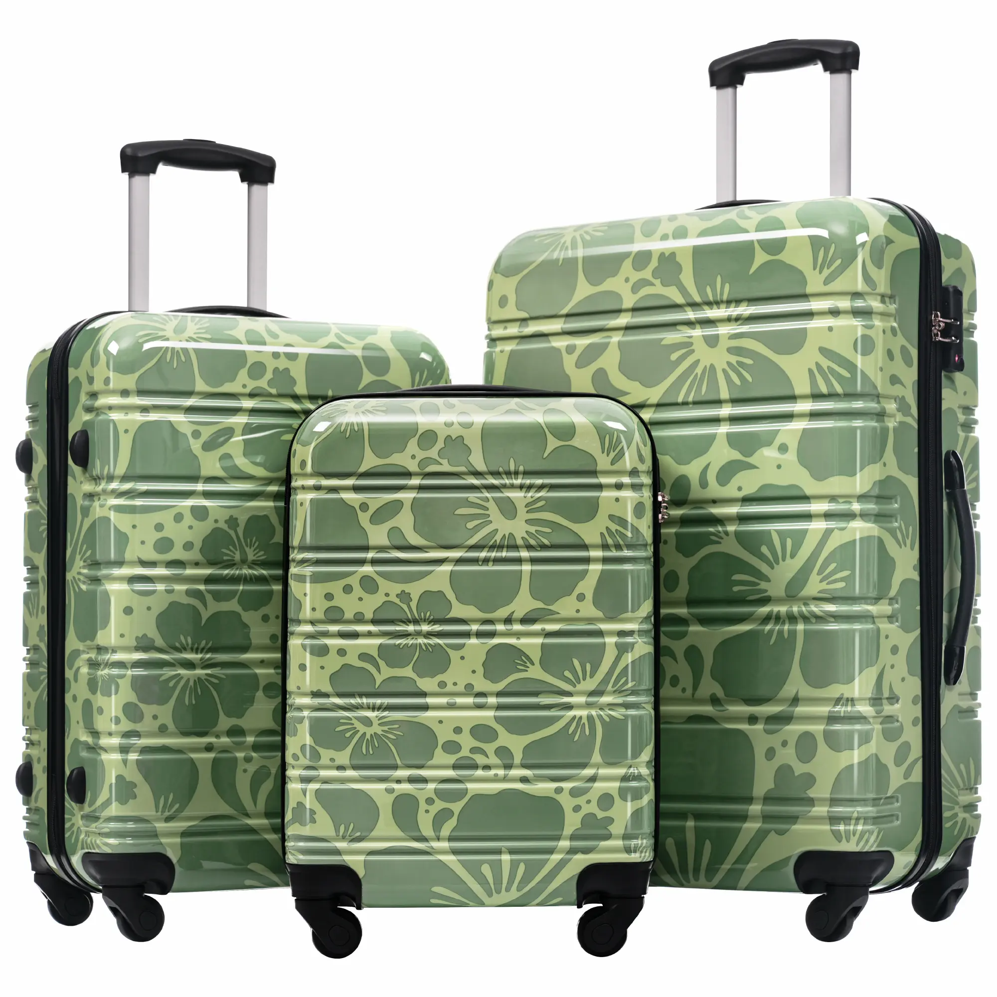 3-Piece Hardshell Luggage Set with TSA Lock – Lightweight 20”+24”+28” Spinner Suitcases, Scratch-Resistant & Travel Ready (Summer Design)