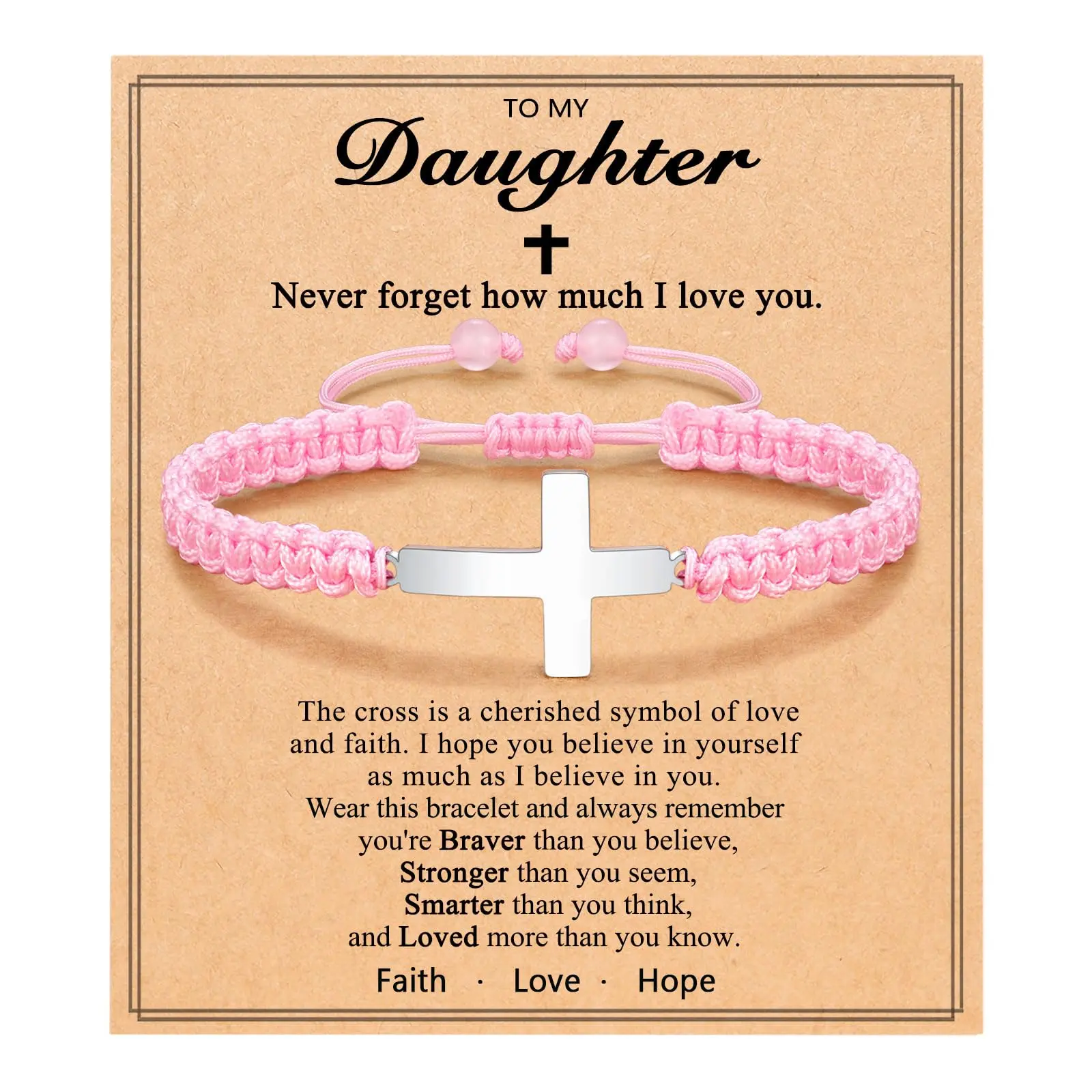 Cross Braided Bracelet for Girls Birthday Christmas Valentine's Day Gifts for Daughter Granddaughter Niece