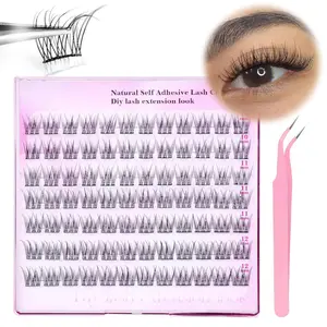 Self Adhesive Eyelash Cluster Volumized Natural False Eyelash Kit Diy CCurl Lash Cluster Wispy Individual Eyelash Extension Makeup Comestic Accessory