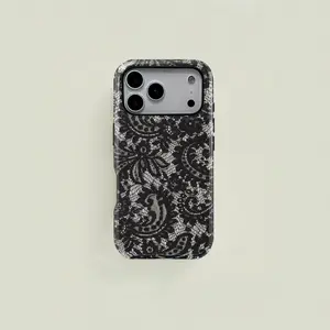 Lace Floral Print Phone Case Cover, Durable Two-In-One Protection, Fits iPhone 17 16 15 14 13 12 Pro, Samsung Galaxy S25 S24 S23 S22 Ultra Series