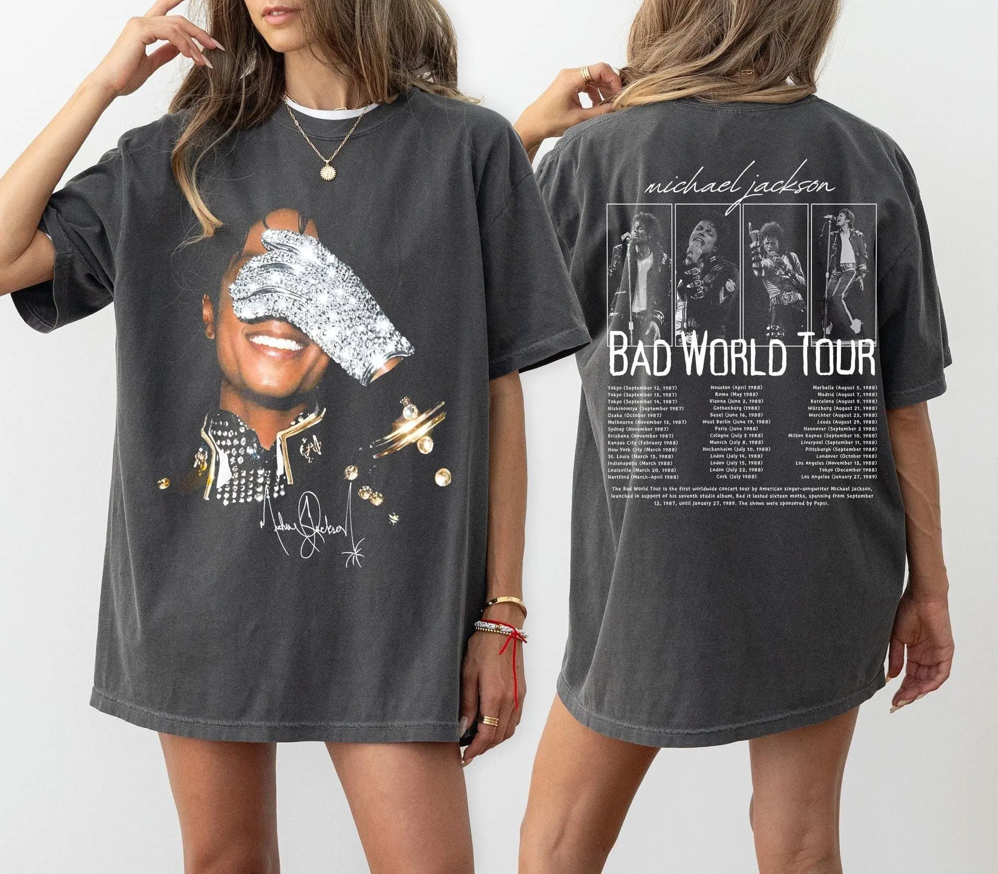 Comfort Colors Michael Jackson Tee, Michael Jackson Bad World Tour 1987 T-Shirt, King Of Pop Unisex Fan Gift