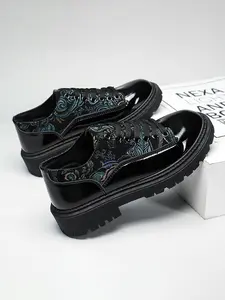 Men's New Trendy Versatile Lace-Up Low-Top British Style Fashion Casual Leather Shoes, Comfortable and Stylish Footwear for Daily Wear, Walking Shoes