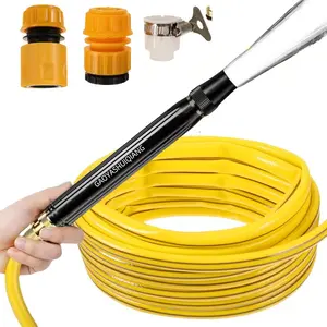 Metal Black King Kong Water Gun Set with 3 Nozzles 10 Meter Hose High Pressure Garden Sprayer for Plants Car Washing Rinsing Floor Cleaning Heavy Duty Anti Leakage Hose Adjustable Spray Modes - Blue