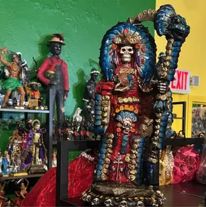 16 in Aztec Style Charged Santa Muerte Religious Statue, Home Decor Ornaments, Multi-Color Options for Room Decor