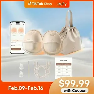 Eufy E10 Wearable Breast Pump, Hands-Free Electric Breast Pump with App Control, Personalized Smart Rhythm, Hospital Grade Suction for More Milk, Portable, Leak-Proof & Ultra-Quiet