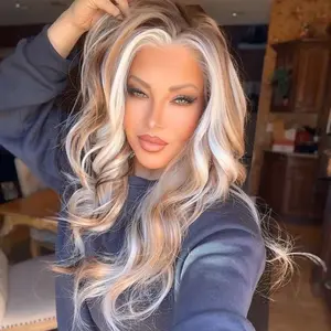 IMstyle Zaria Calico Brunette Apricot Brown Platinum Blonde Highlight Natural Wavy Glueless 13*4 Free Parting Lace Front Syntehtic Wig