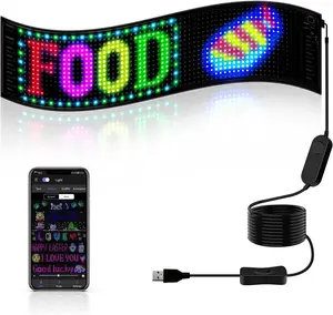 LED Sign for Car, 27"x5"ProgrammableFlexible LED Matrix Panel Bluetooth App Control LED Sign, DlY Design Text, Patterns andAnimations Automotive Vehicle Bright Clear Display