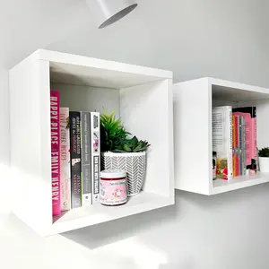 Kaboon Square Cube Shelves Set2, Display Shelves Wall Mount 7.75" D x 12.5" W x 12.5" H (2 Cubes)