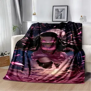 3D Demon S-Slayer Anime Kamado Nezuko Tanjirou Cartoon Blanket,Soft Throw Blanket for Home Bedroom Bed Sofa Picnic Cover Child Halloween gifts  Christmas gift  Dream Weave Home