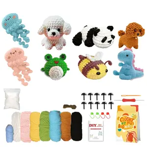 Beginner DIY Crochet Kit with 8 Cute Animal Figures, Easy-To-Learn, Perfect Gift, Stress Relief, Includes Video Tutorial, Crochet Kits for Beginners