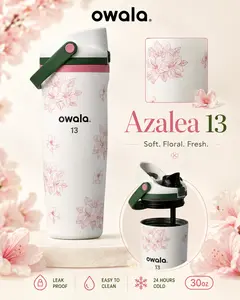 Owala FreeSip Sway 30oz Reusable Sports Water Bottle - Aesthetic, Stylish Zalea Masters Golf Theme Bottle with Straw Lid