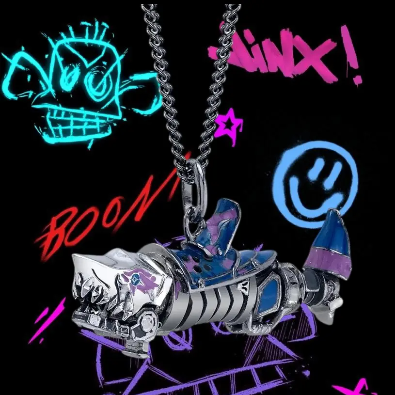 League of Legends jinx Arcane Fishbones Necklace,Unisex Streetwear Costume Necklace, Anime Fan Gift
