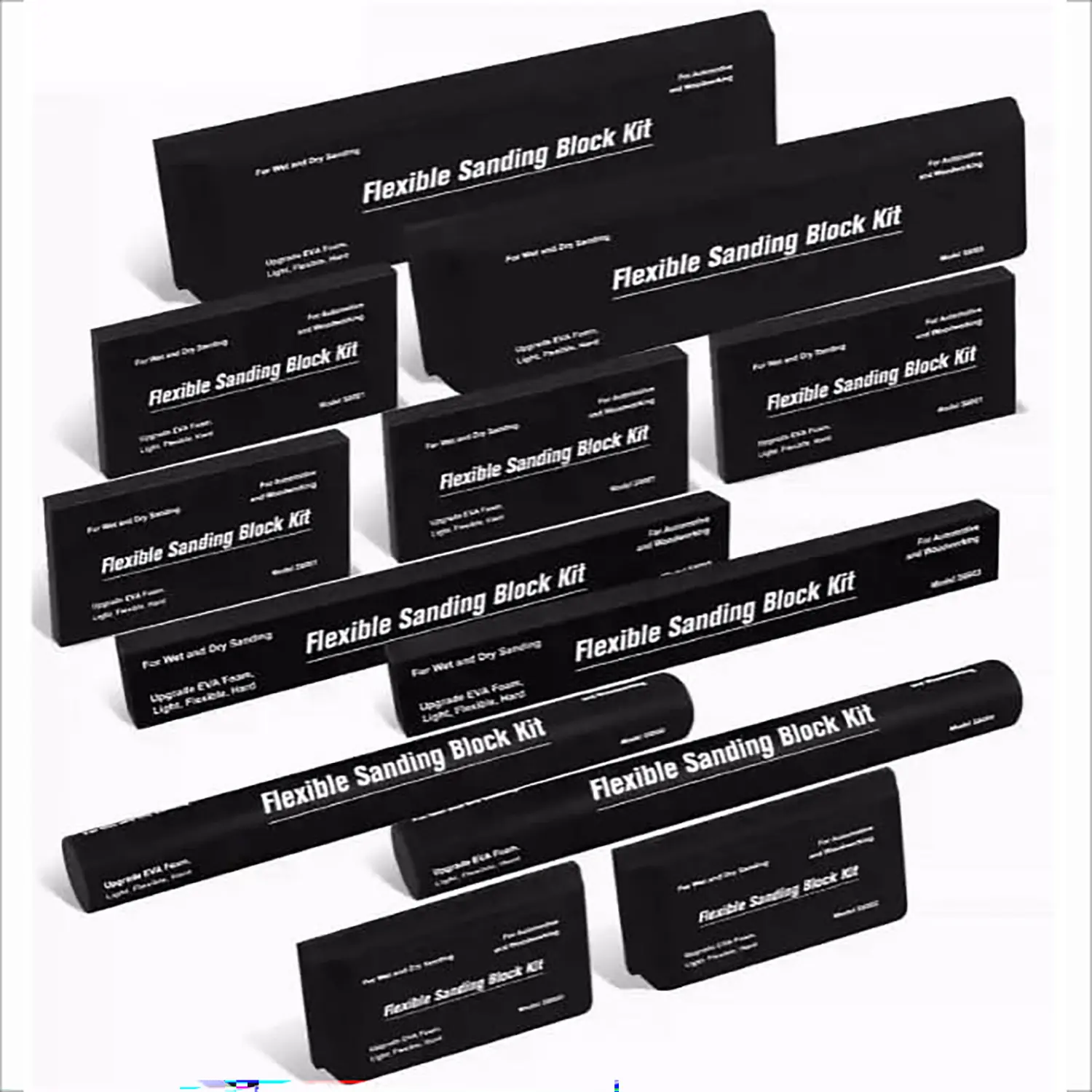 12pcs Professional EVA Foam Sanding Block Kit, Kitchen Specialty Utensil Sanding Tool with Contoured Sizes, Flexible Grip for Auto Repair, High-Density