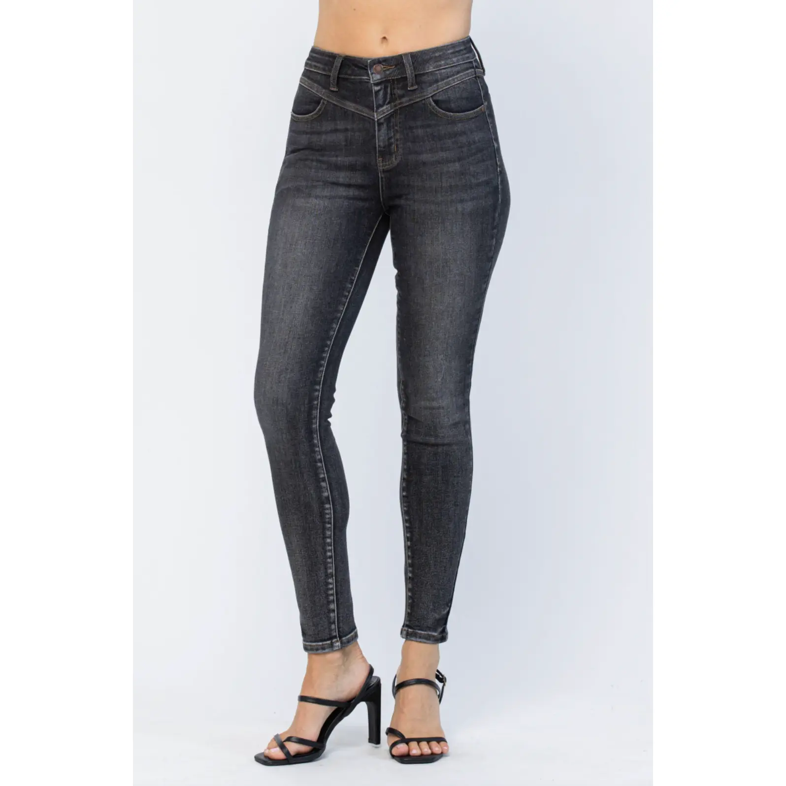 Judy Blue Vintage Black Yoke Skinny Jeans