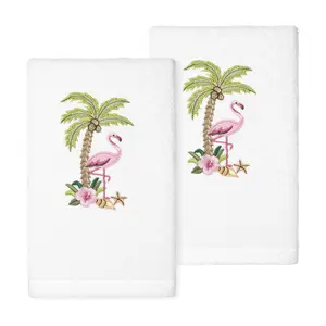Linum Home Textiles Set of 2 "Flora" Embroidered Hand Towels
