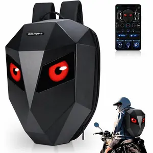 Gelrova Knight LED Motorcycle Backpack Programmable Screen Large 19in Adjustable Straps Water-resistant Stylish Daypack for Travel Cycling Gift Black