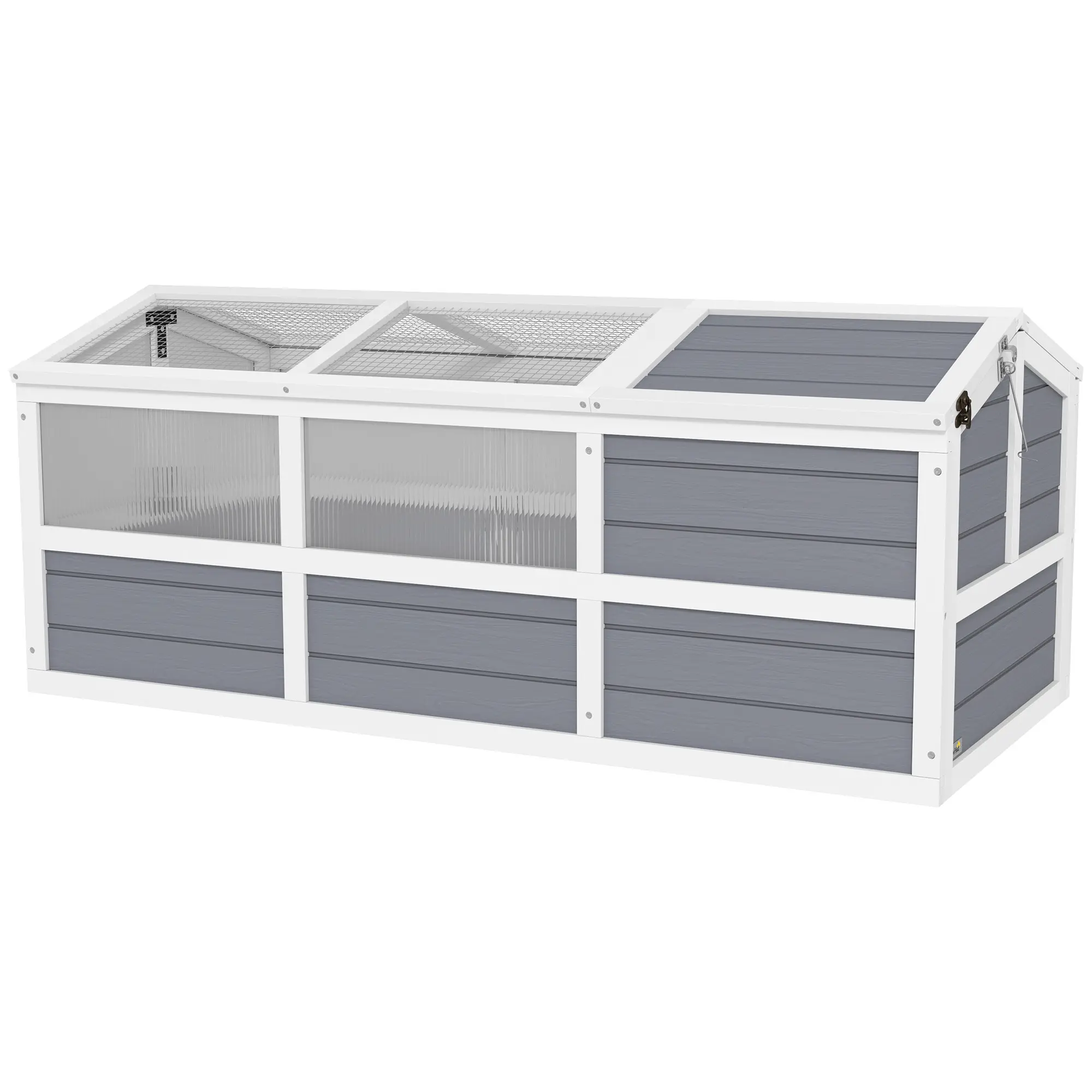 Light Gray Wooden Tortoise Terrarium - Outdoor Reptile Habitat with Bottomless Design, Doors, PC Sun Panel Windows for Small Animals