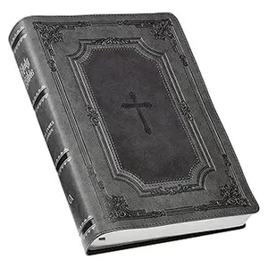 KJV Holy Bible, Super Giant Print Faux Leather Red Letter Edition - Thumb Index & Ribbon Marker, King James Version, Gray/Black (KJV Super Giant Print Editions)