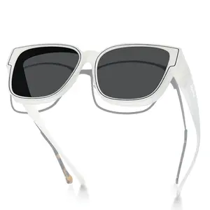 Meeloog Polarized Fit Over Glasses Sunglasses, Square Lightweight Wrap Around Shades For Women ST0898 summerwins