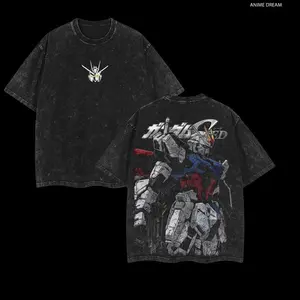 Gundam SEED - Mobile Suit Gundam Anime Double Printed Vintage Washed Tee Unisex Anime Manga Cotton T-shirt, Gift For Anime Fan, Anime Lover boyfriend tees