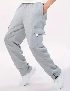 Premium cargo sweatpants with adjustable drawstring at the hem, a staple for trendy outfits, featuring an elastic waistband with drawstring.