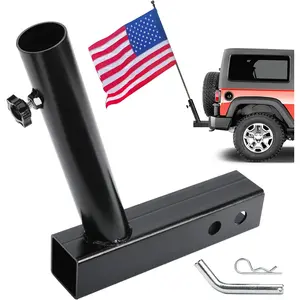 Trailer Hitch Flagpole Mount - Universal Flag Hitch Mount for 2 Mounting Options, Black Color for 1 Flagpole, Ideal for Driving